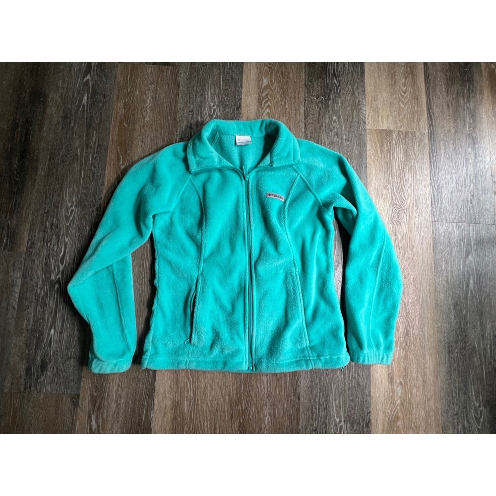 Columbia Fleece‎ Jacket Womens Medium Teal Excellent Full Zip Benton Springs
